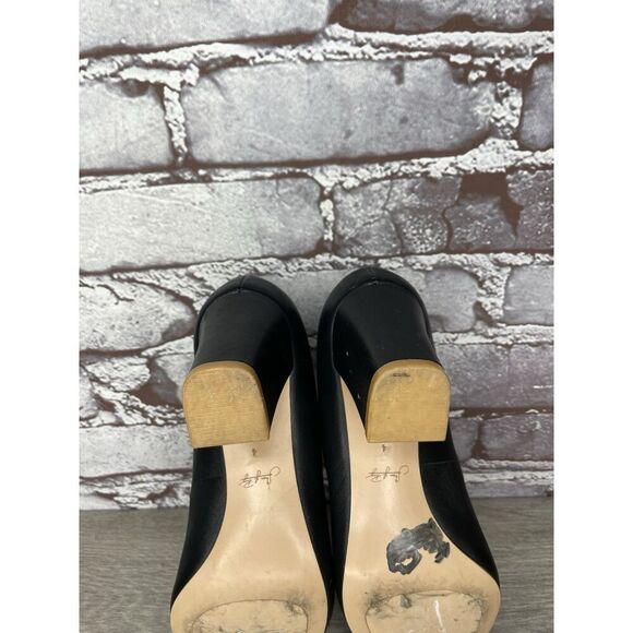 Shoes of Prey Black Leather Round Toe Pumps Block Heels Women’s Sz 4M US/34EU - Picture 8 of 16